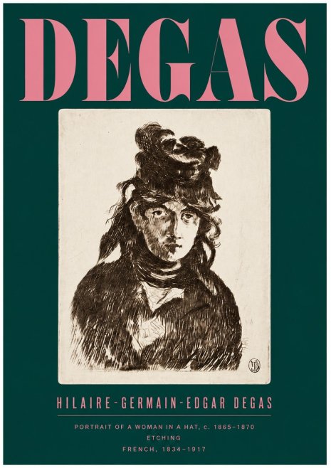 Edgar Degas Portrait of a Woman in a Hat No5 - Plakat