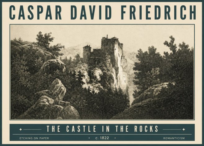 Caspar David Friedrich The Castle in the Rocks No4 - Plakat