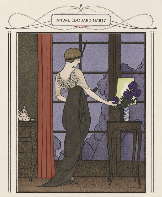 André Édouard Marty Lady at the Window with Roses No5 - Plakat
