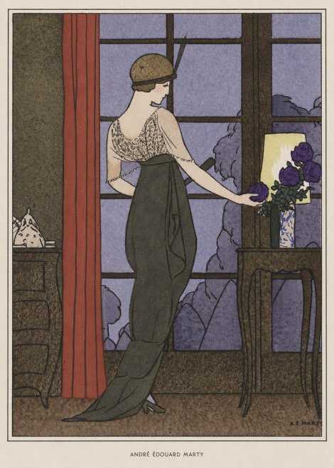 André Édouard Marty Lady at the Window with Roses No6 - Plakat