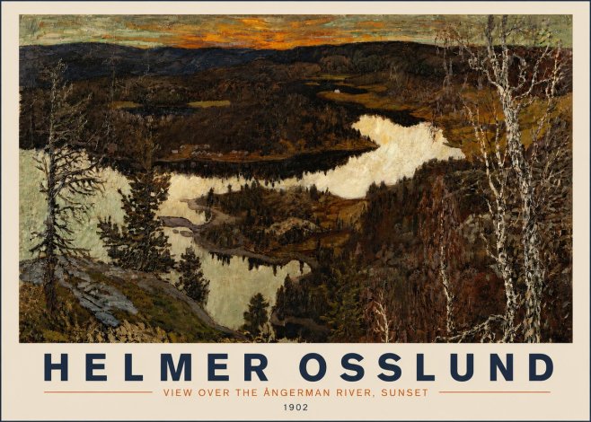 Helmer Osslund View over the Angerman River, Sunset No3 - Plakat