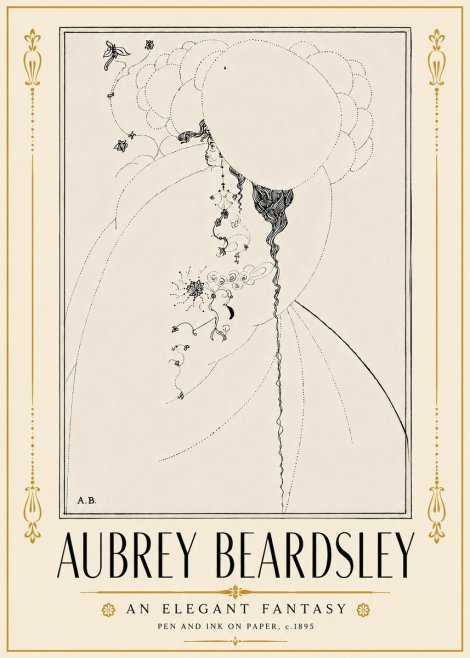 Aubrey Beardsley An Elegant Fantasy No5 - Plakat
