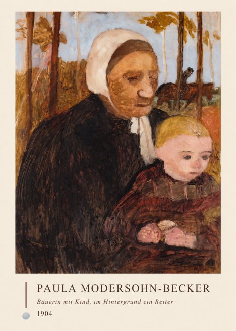 Paula Modersohn-Becker Bäuerin Mit Kind, Im Hintergrund Ein Reiter No4 - Plakat