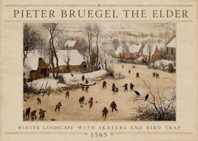 Pieter Bruegel Winter Landscape with Skaters and Bird Trap No4 - Plakat
