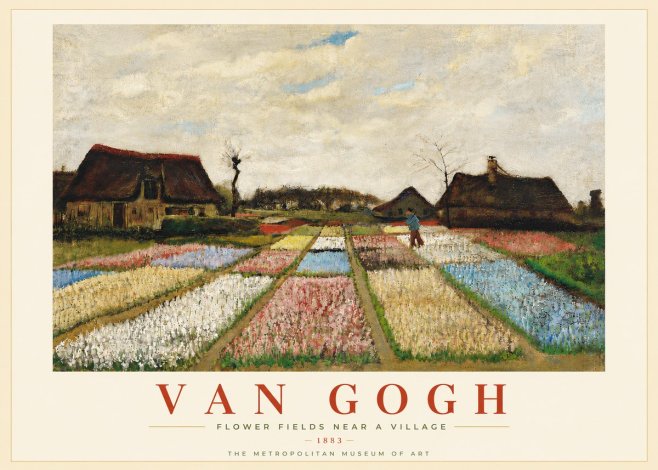 Van Gogh Flower Fields Near a Village No5 - Plakat