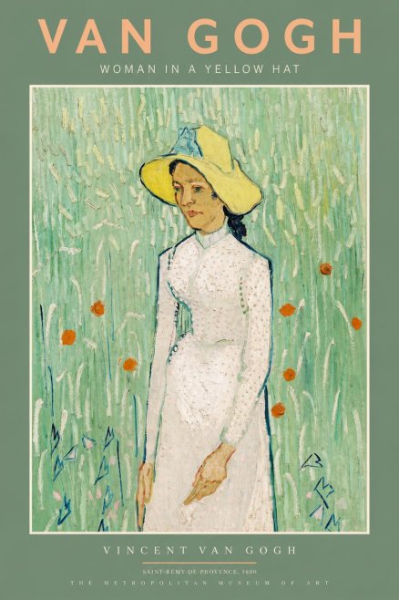 Van Gogh Woman in a Yellow Hat No2 - Plakat