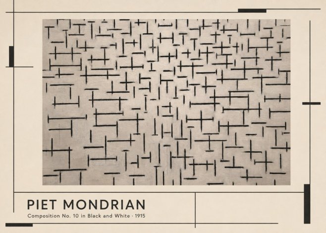 Piet Mondrian Composition No. 10 in Black and White No1 - Plakat