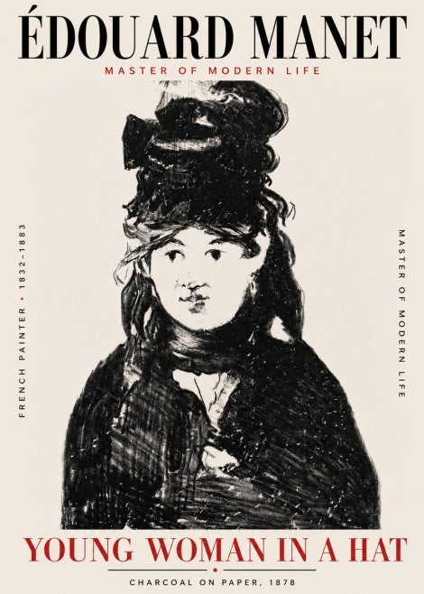 Édouard Manet Young Woman in a Hat III No6 - Plakat