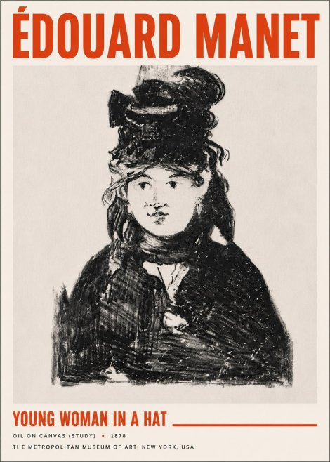 Édouard Manet Young Woman in a Hat IV No5 - Plakat