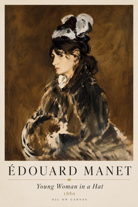 Édouard Manet Young Woman in a Hat V No1 - Plakat