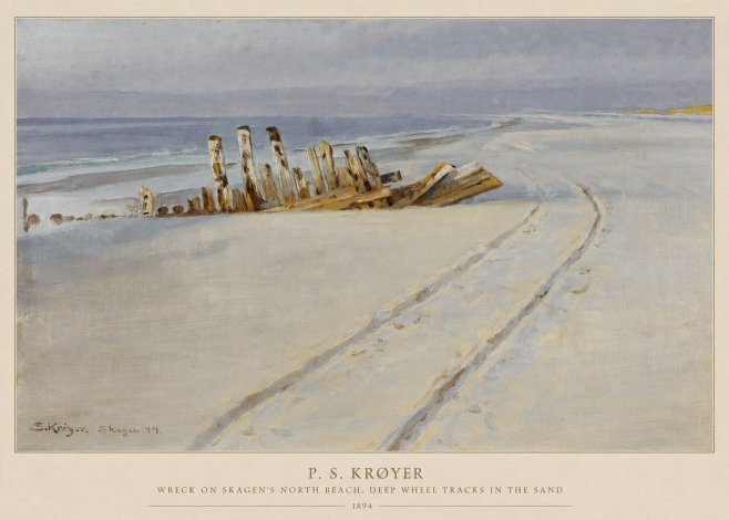 P.S. Krøyer Wreck on Skagen's North Beach. Deep Wheel Tracks in the Sand No5 - Plakat