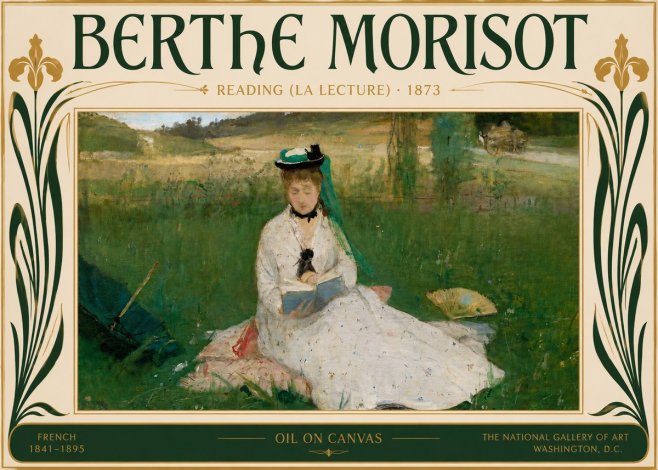Berthe Morisot Reading (La Lecture) No5 - Plakat