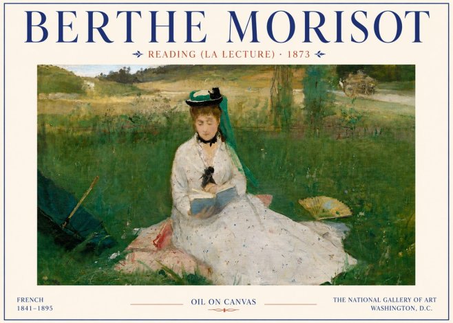 Berthe Morisot Reading (La Lecture) No6 - Plakat