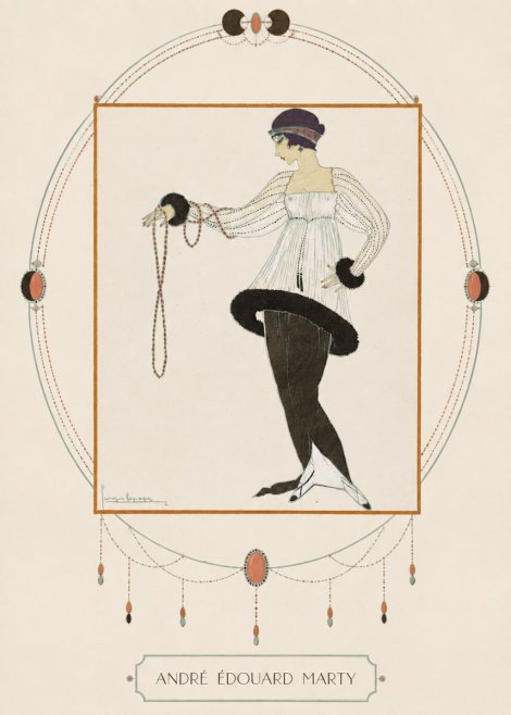 André Édouard Marty Elegant Woman with Pearl Necklace No3 - Plakat