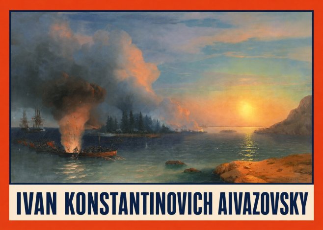 Ivan Konstantinovich Aivazovsky Battle of Chesma No2 - Plakat