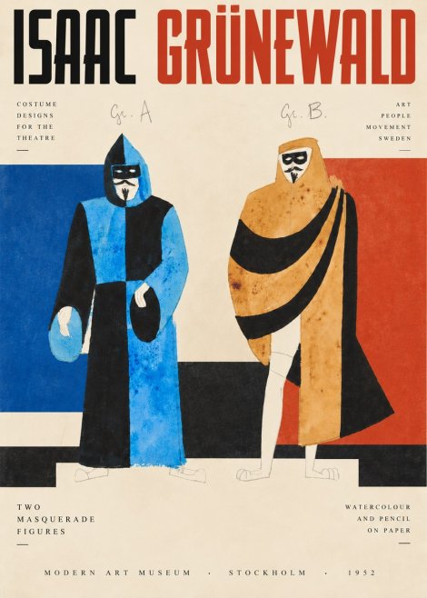 Isaac Grünewald Two Masquerade Figures - Costume Sketch No3 - Plakat