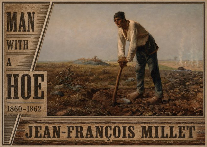 Jean-François Millet Man with a Hoe No5 - Plakat