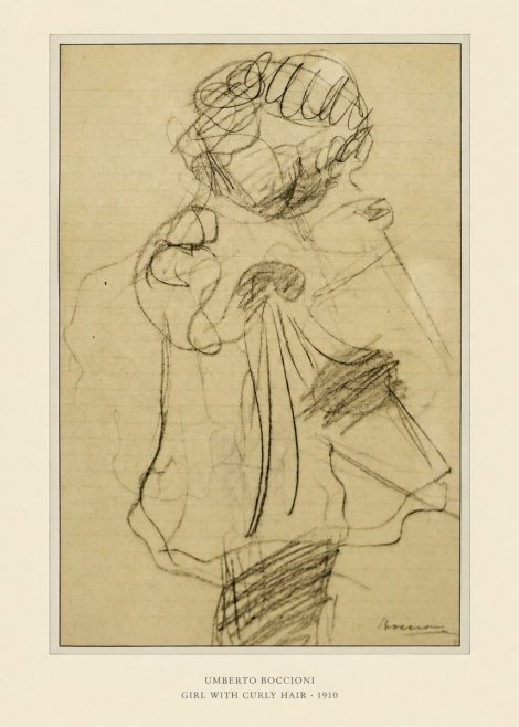 Umberto Boccioni Girl with Curly Hair No6 - Plakat