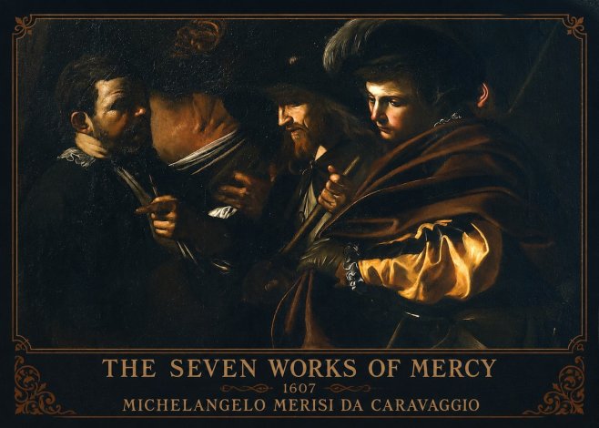Michelangelo Merisi da Caravaggio The Seven Works of Mercy VI No1 - Plakat