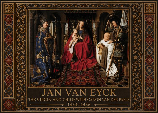 Jan van Eyck The Virgin and Child with Canon Van Der Paele No5 - Plakat