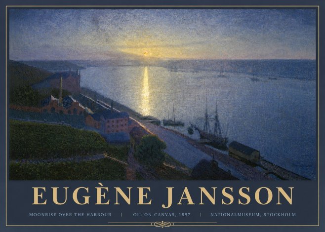 Eugène Jansson Moonrise over the Harbour No6 - Plakat
