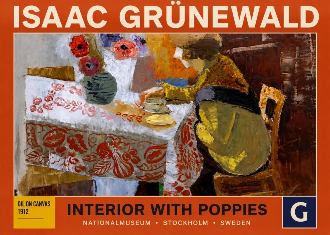 Isaac Grünewald Interior with Poppies No3 - Plakat