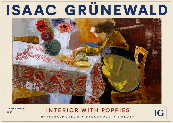 Isaac Grünewald Interior with Poppies No4 - Plakat