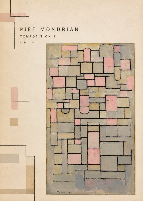 Piet Mondrian Composition 8 No2 - Plakat