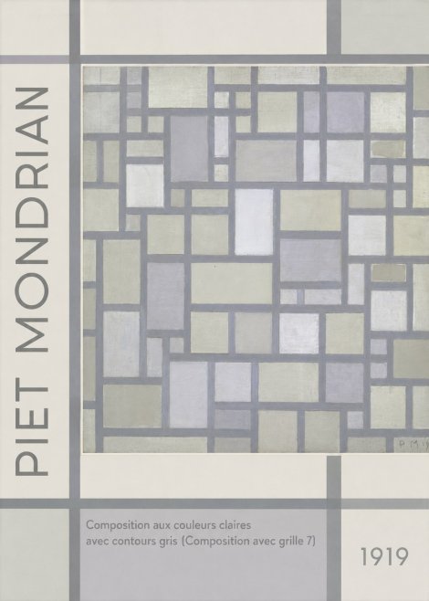 Piet Mondrian Composition Aux Couleurs Claires Avec Contours Gris (Composition Avec Grille 7) No2 - Plakat