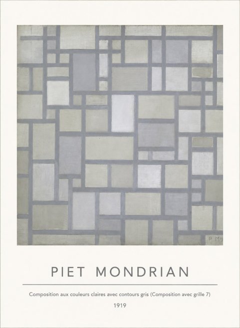 Piet Mondrian Composition Aux Couleurs Claires Avec Contours Gris (Composition Avec Grille 7) No4 - Plakat