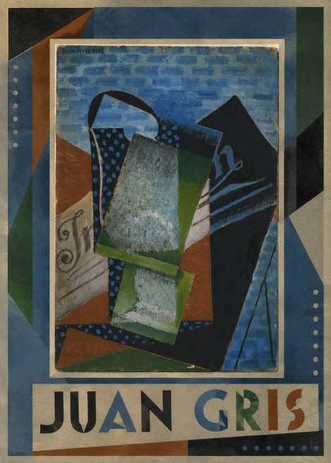 Juan Gris Still Life with Fruit Bowl and Bottle No1 - Plakat