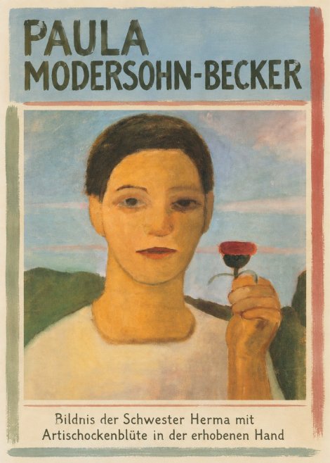 Paula Modersohn-Becker Bildnis Der Schwester Herma Mit Artischockenblüte in Der Erhobenen Hand No5 - Plakat