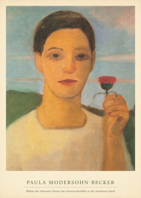 Paula Modersohn-Becker Bildnis Der Schwester Herma Mit Artischockenblüte in Der Erhobenen Hand No6 - Plakat