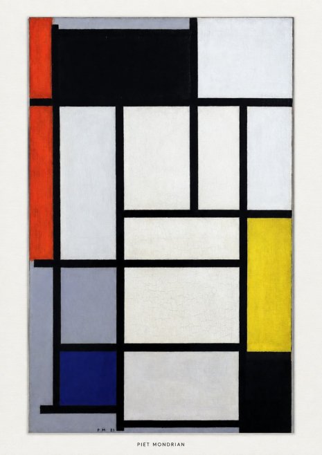 Piet Mondrian Composition with Red, Blue and Yellow No5 - Plakat