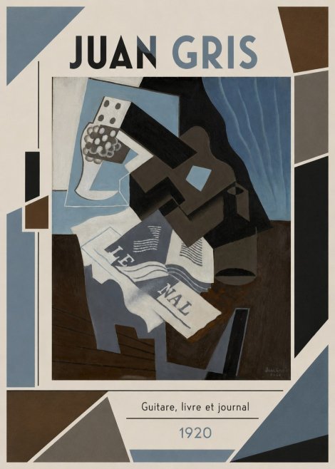 Juan Gris Guitare, Livre Et Journal No2 - Plakat
