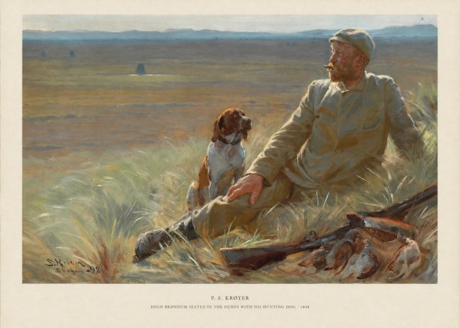 P.S. Krøyer Degn Brøndum Seated in the Dunes with His Hunting Dog No5 - Plakat