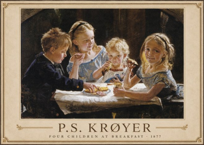 P.S. Krøyer Four Children at Breakfast No1 - Plakat
