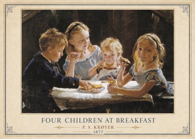 P.S. Krøyer Four Children at Breakfast No3 - Plakat