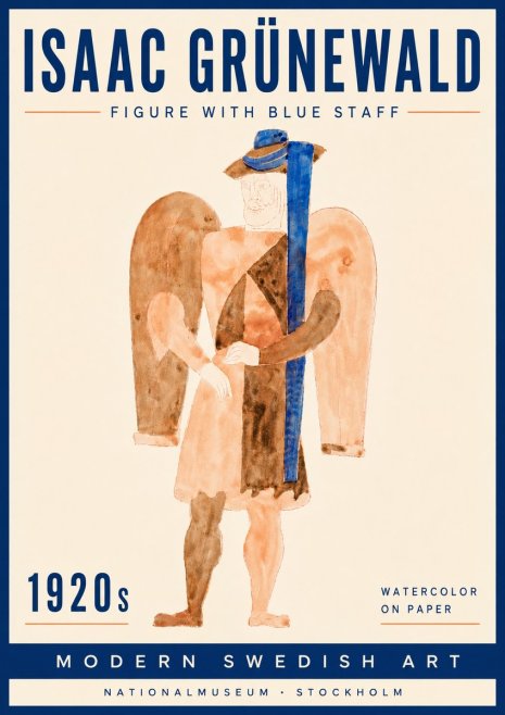 Isaac Grünewald Figure with Blue Staff No5 - Plakat