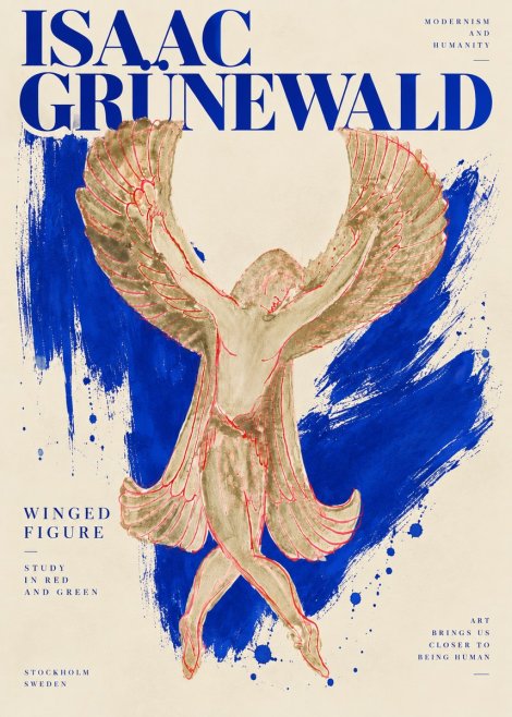 Isaac Grünewald Winged Figure Study in Red and Green No6 - Plakat
