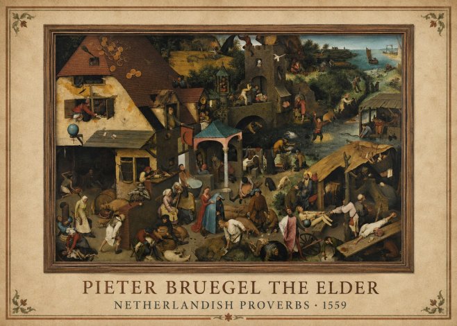 Pieter Bruegel Netherlandish Proverbs XI No1 - Plakat
