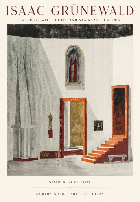 Isaac Grünewald Interior with Doors and Staircase, Ca. 1915 No1 - Plakat