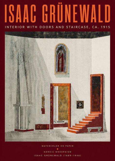 Isaac Grünewald Interior with Doors and Staircase, Ca. 1915 No2 - Plakat