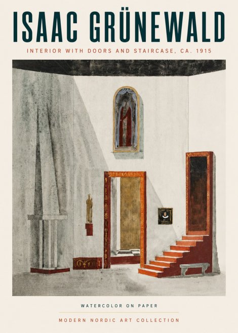 Isaac Grünewald Interior with Doors and Staircase, Ca. 1915 No3 - Plakat