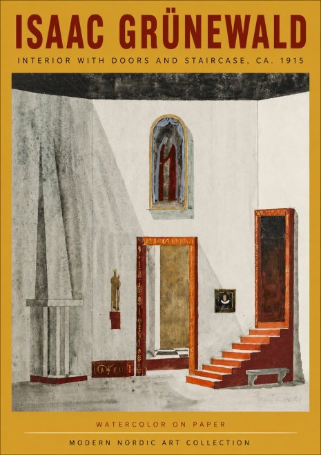 Isaac Grünewald Interior with Doors and Staircase, Ca. 1915 No4 - Plakat