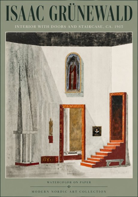 Isaac Grünewald Interior with Doors and Staircase, Ca. 1915 No6 - Plakat