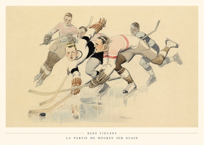 René Vincent La Partie De Hockey Sur Glace No6 - Plakat