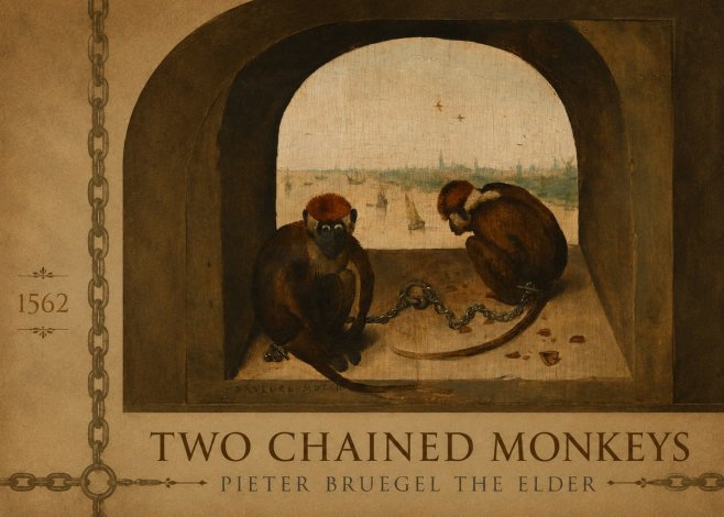 Pieter Bruegel Two Chained Monkeys I No2 - Plakat