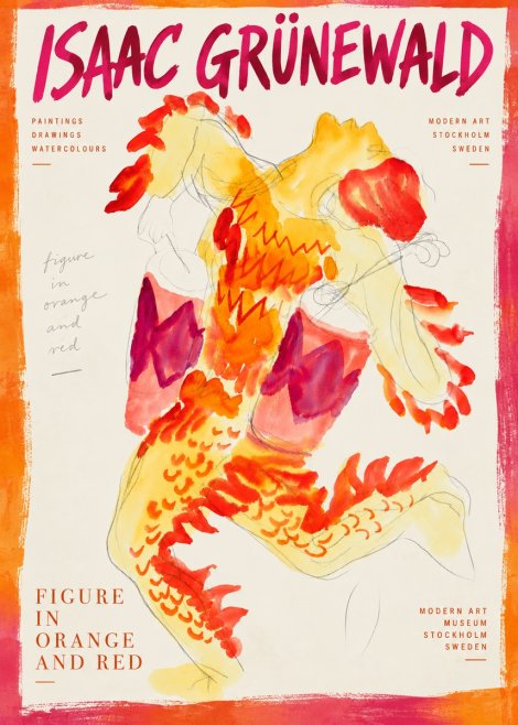 Isaac Grünewald Figure in Orange and Red No5 - Plakat