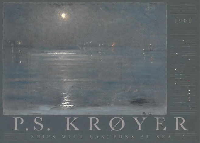 P.S. Krøyer Ships with Lanterns at Sea No3 - Plakat
